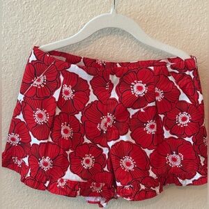 Floral Red Girls Shorts